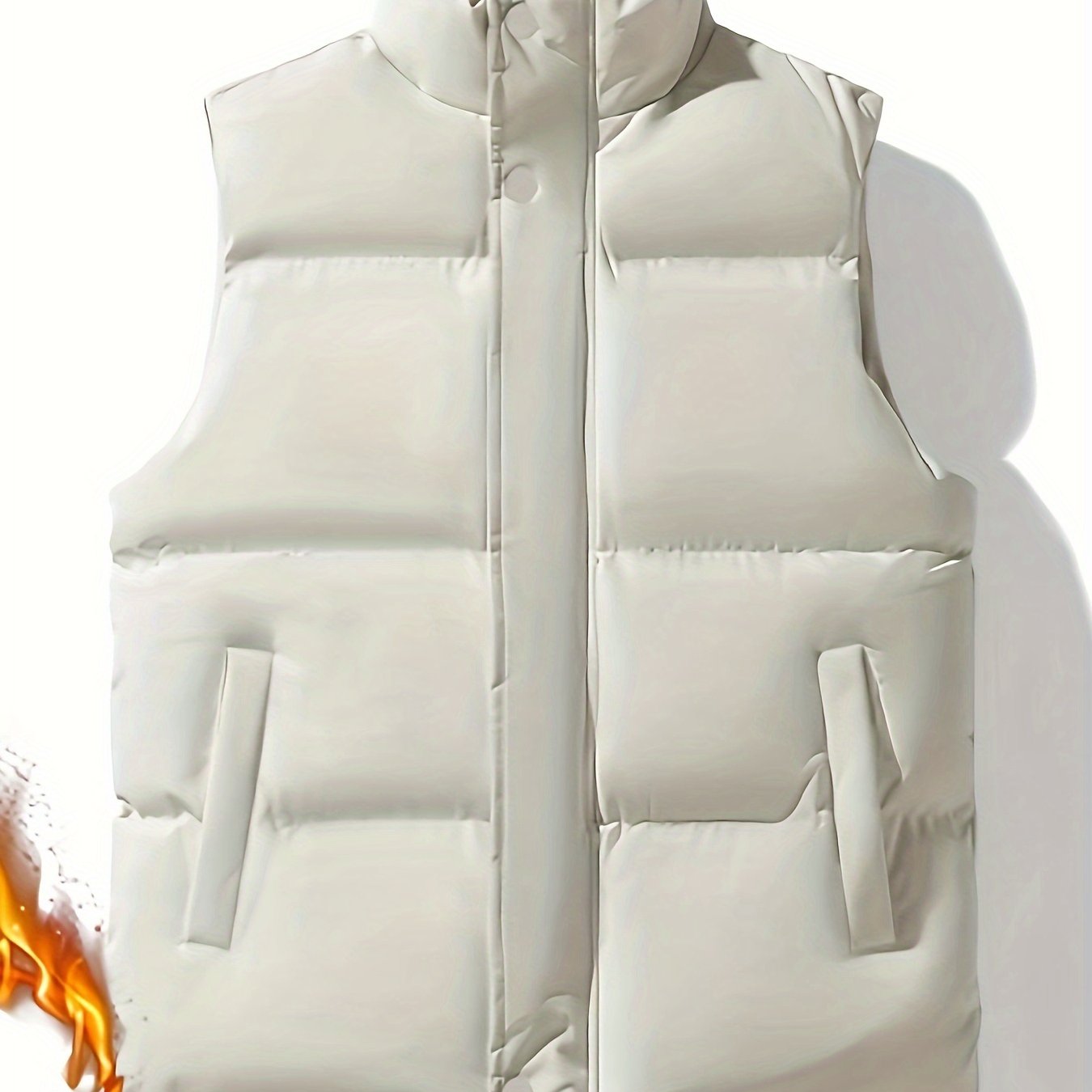 Men's casual thickened warm vest with pockets for hiking and outdoor activities, made of polyester filled fabric in a regular fit for fall.