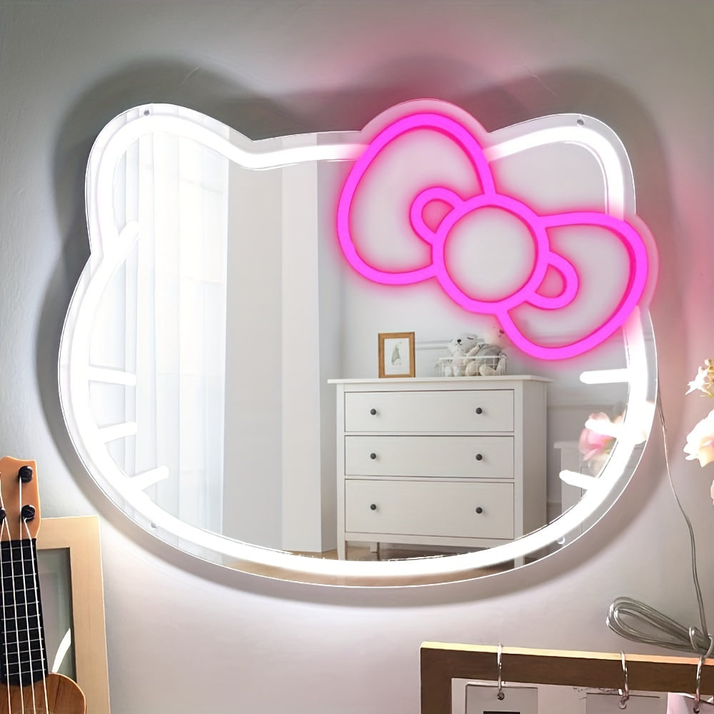 Hello Kitty Neon Sign: Multi-Color LED Light, USB Powered.