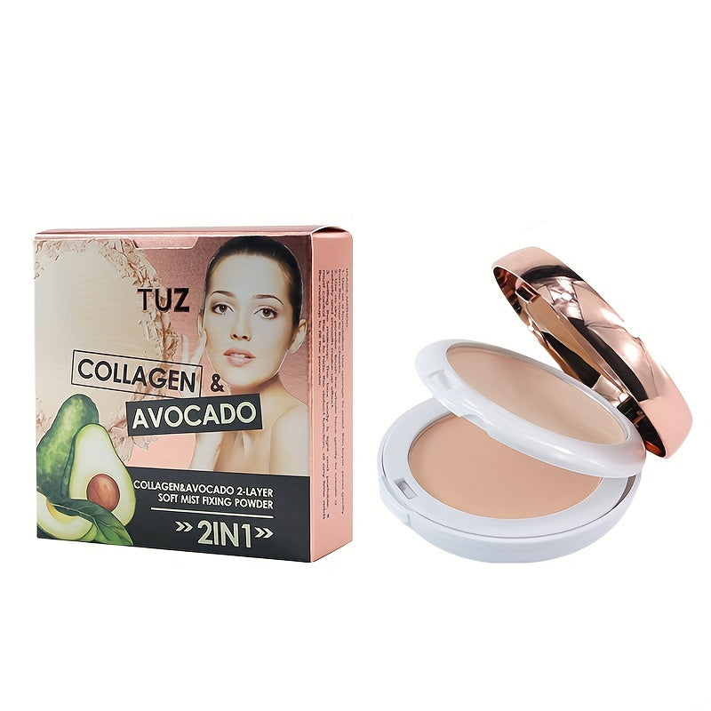 TUZ Avocado Collagen & Vitamin E Pressed Powder - Oil Control, Long-Lasting Matte Finish for All Skin Types with Plant Squalane, Natural Look Compact Face Makeup