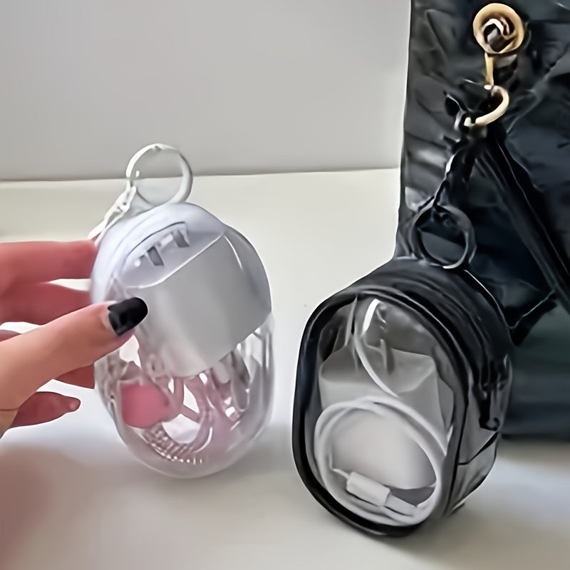 Multipurpose storage bag with keychain for cables, headphones, lipstick, and keys - Great for travel and as a gift for Halloween and Christmas.