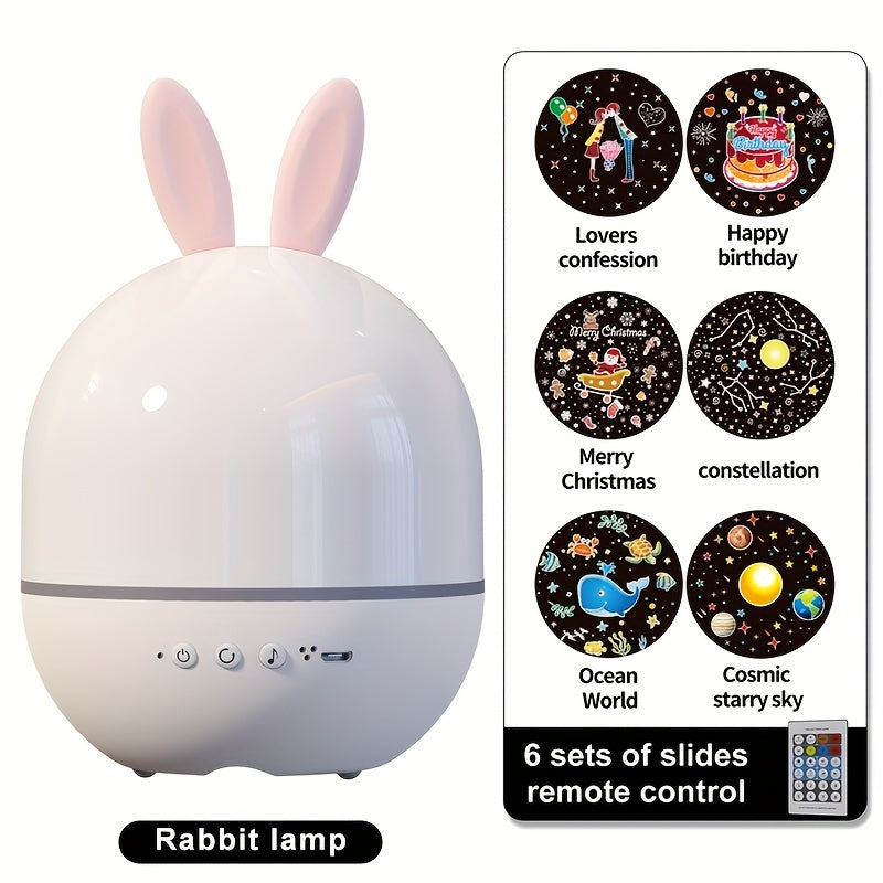 Children's Night Light with Baby Starry Sky Projector and Galaxy Night Light Projector, featuring 360° rotation and 8 music options. This remote control LED light is perfect for boys and girls as a bedside table lamp. Makes a great Christmas or birthday