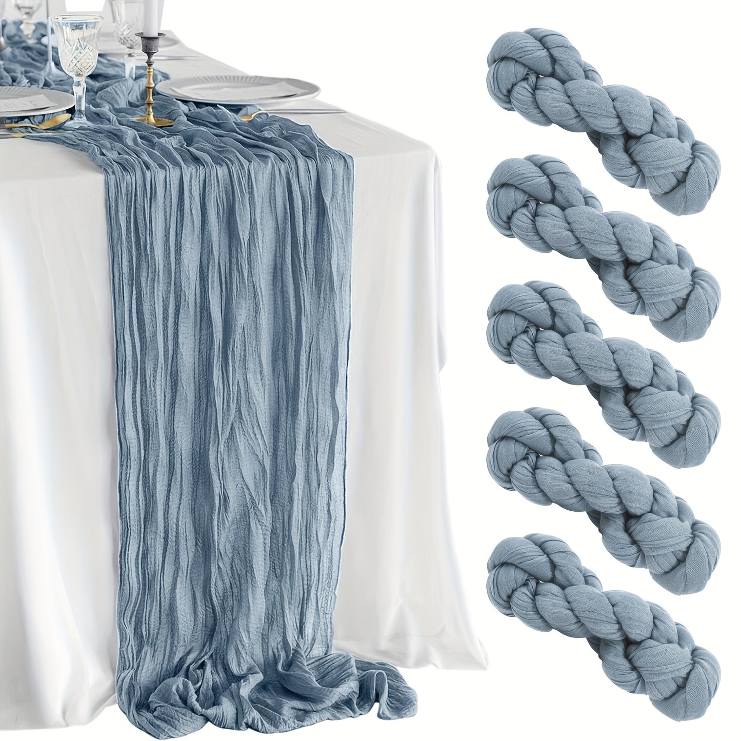 Set of 5 handmade polyester table runners, ideal for weddings and special events