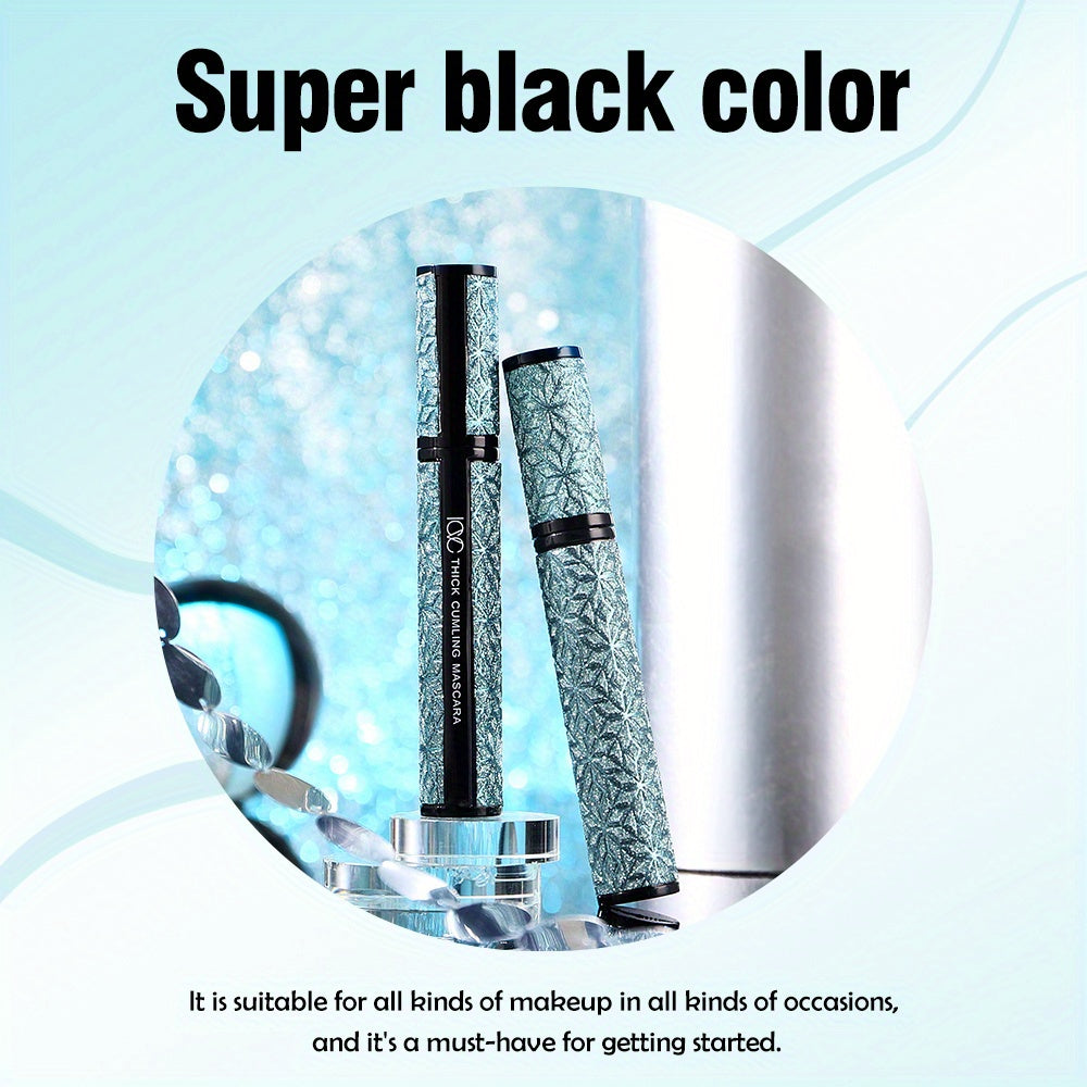 4D Fiber Waterproof Black Mascara for long, thick, and smudge-proof lashes.