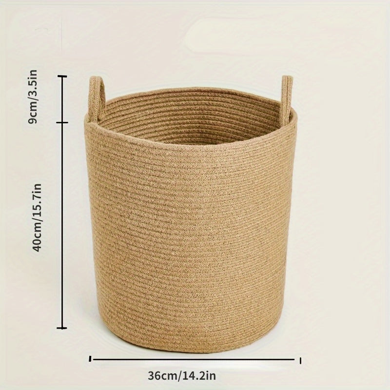 Stylish Boho Woven Storage Basket with Convenient Handles - Multi-Purpose Laundry Hamper for Clothing, Toys, and More - Ideal for Keeping Your Home Tidy and Organized, Laundry Storage Solution