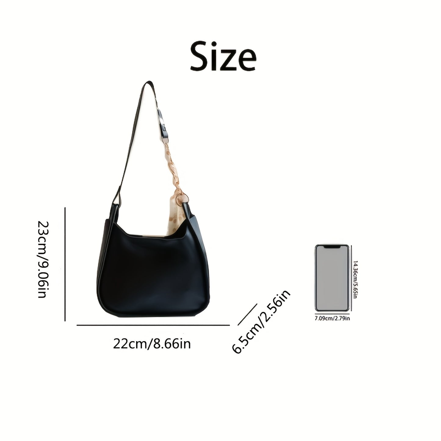 Chic underarm shoulder bag for women made of soft faux leather with a contrast color design.