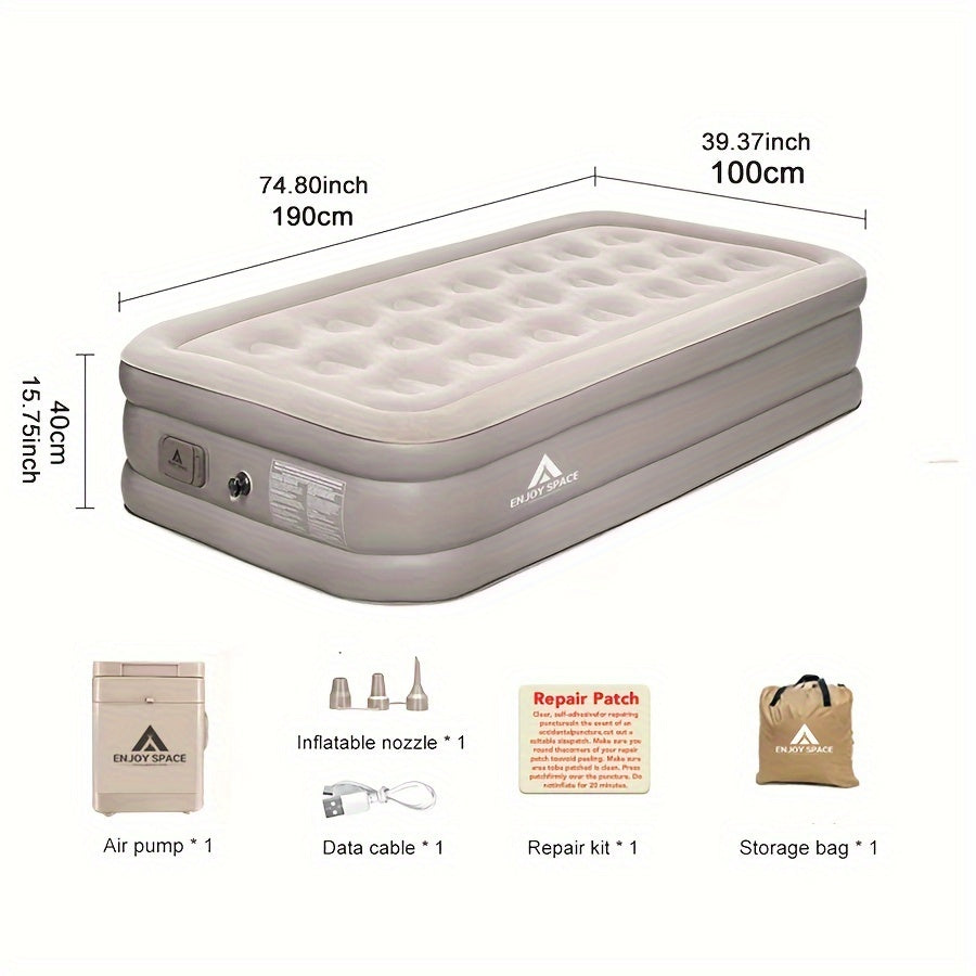 Outdoor inflatable bed sleeping pad for camping and home use. Automatic inflation.