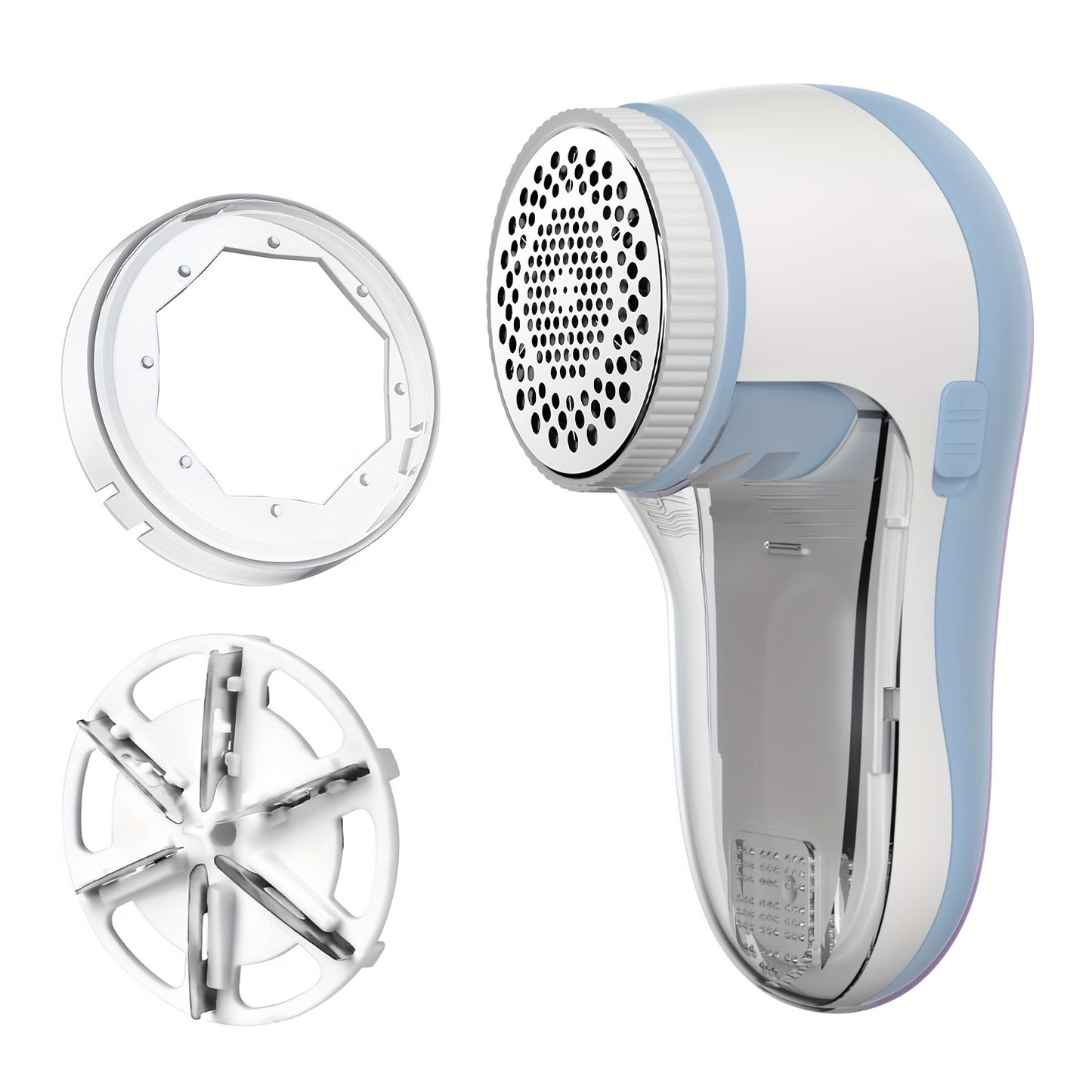 Fabric Shaver for removing lint and fuzz from various surfaces, USB rechargeable and portable.