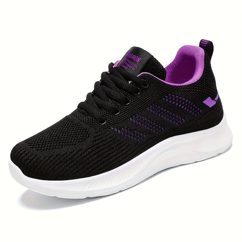 Women's breathable running sneakers with lightweight design, lace-up closure, comfortable fabric, PVC sole, and round toe for outdoor training.