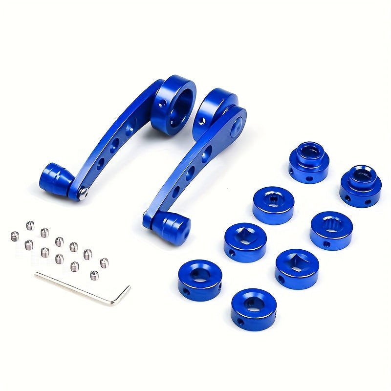 Two aluminum golden universal car window closing hand crank lifters for manual car window glass closing.