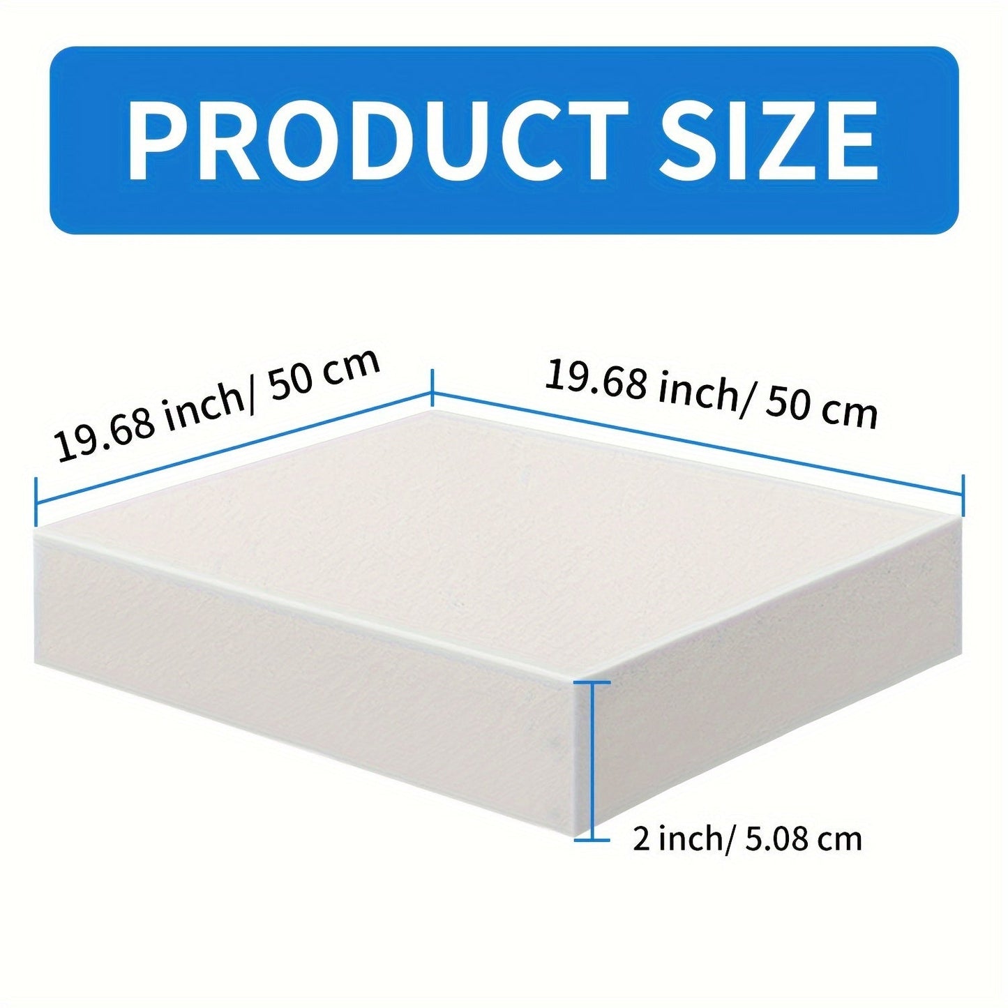 Square High Density Upholstery Foam Cushion for Dining Chairs and Wheelchair Seat Replacement, measuring 49.99cm X 49.99cm X 5.08cm, priced at $49.99