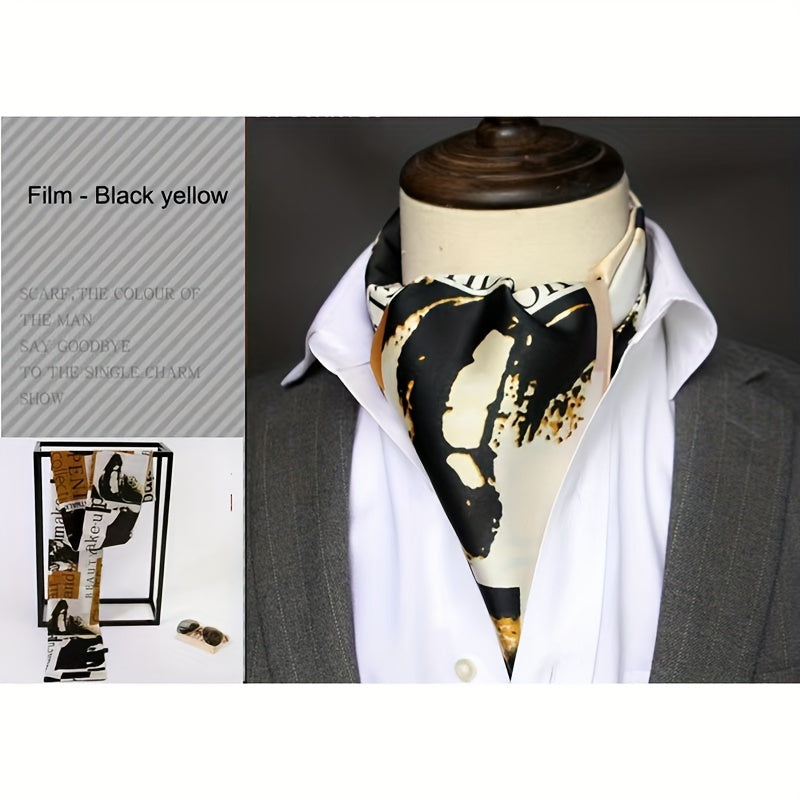 Stylish Men's Scarves: British Vintage Suit Shirt Twill Scarf with Printed Double-layer for Business - Unisex Wraps