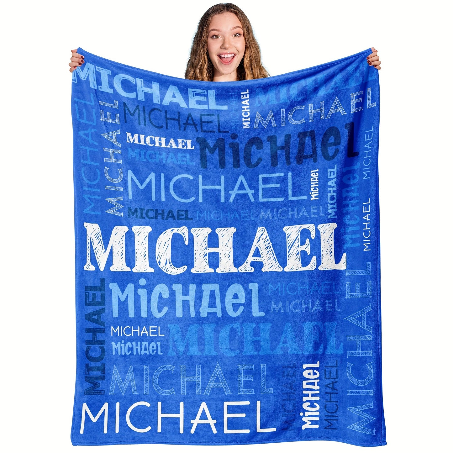 Personalized Flannel Blanket with Your Name, Made of Soft 100% Polyester, Perfect for Adults for Home, Picnics, Travel, and Bedroom Use. High-Quality Digital Printing for a Thoughtful Gift.