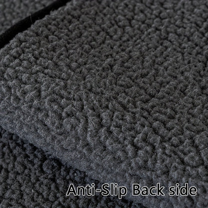 Soft Sherpa sofa cover, pet-friendly, non-slip, machine washable.