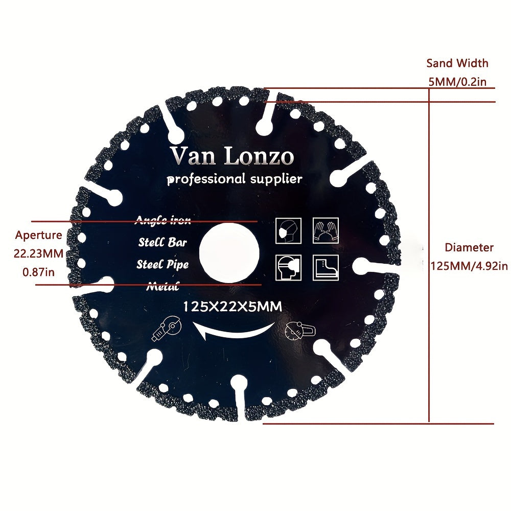 1pc Metal Cutting Diamond Saw Slice, 115*22*5/125*22*5 for Steel, Stone, Marble, Aluminum, Concrete with Multifunctional Use for Iron, Steel Bar, Sheet Metal.