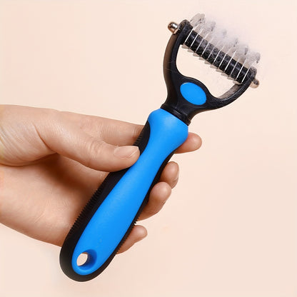 1pc Double-sided Dog Undercoat Hair Removal Comb with Non-slip Gentle Slicker Brush