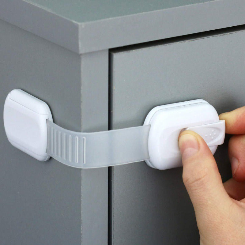 Lead-Free Plastic Cabinet Locks for Child Safety, Multi-Functional Drawer and Door Latches with Anti-Pinching Protection, White, Suitable for Ages 14 and Up