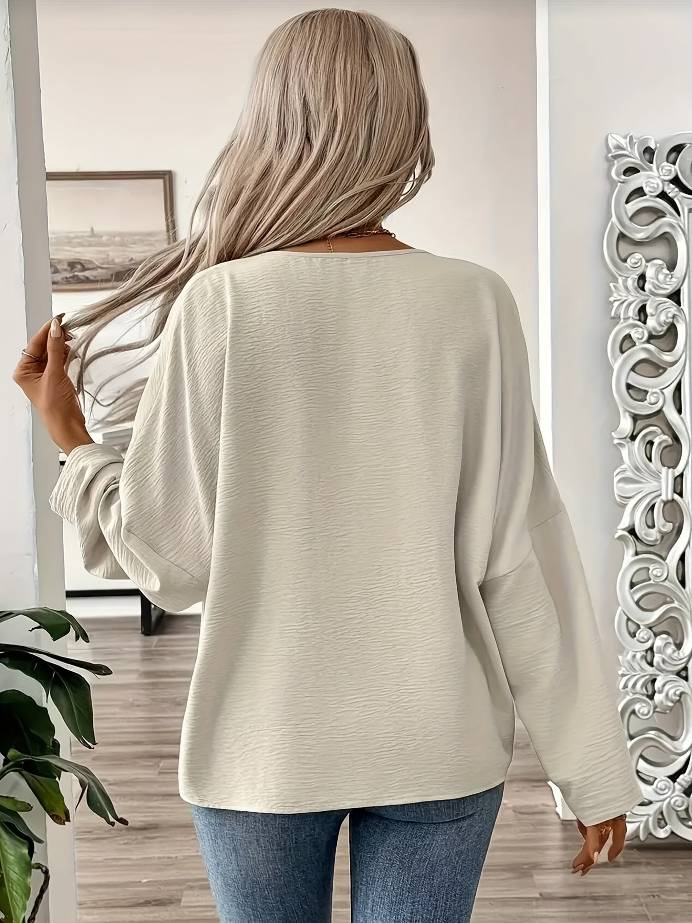 Spring and Autumn Large Size Women's Loose-Fitting Long Sleeve Shirt