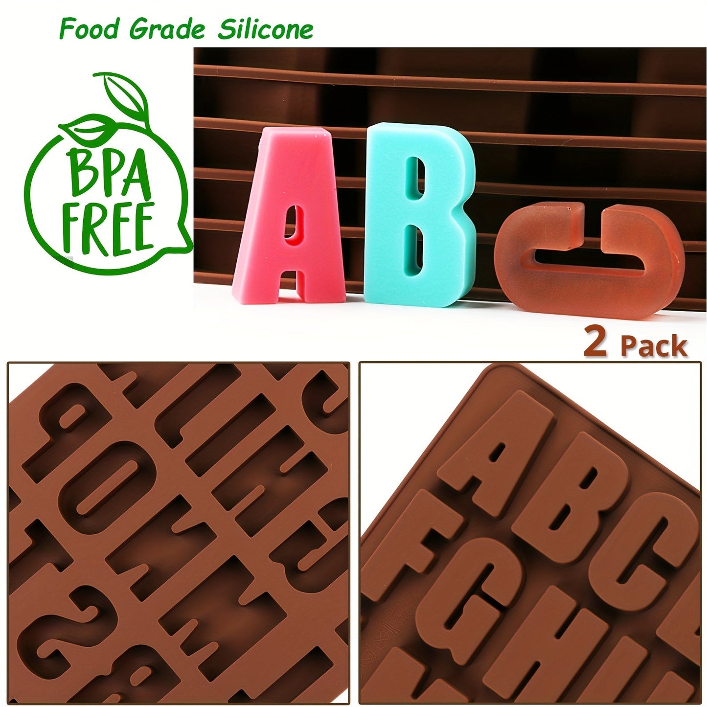 Silicone Mold Set with Large Alphabet Letters - Perfect for Crayons, Chocolate, Biscuits, Ice Cubes, Drop Glue, Handmade Soaps, and Cake Decorating. Ideal for Baking and DIY Projects.