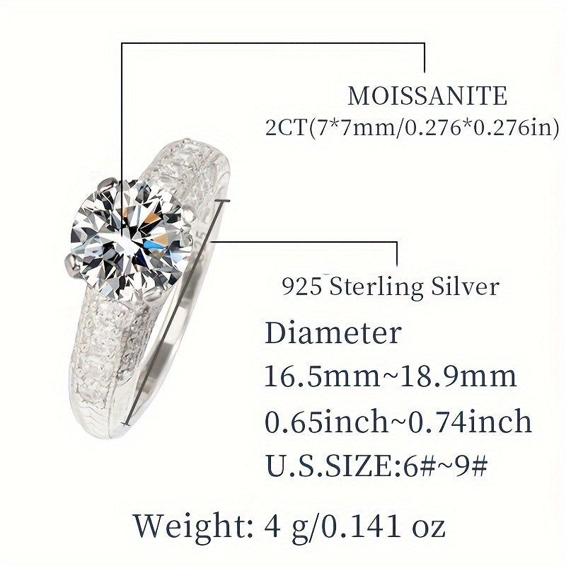 Ajoyib 925 Sterling Silver 2 Karat Rangli Moissanite To'y Halqasi, porloq toshlar bilan to'liq qoplangan. Moissanite Sertifikati va nafis sovg'a qadoqlanishi bilan birga keladi, bu esa uni ayollar uchun mukammal taklif zargarlik buyumiga aylantiradi.