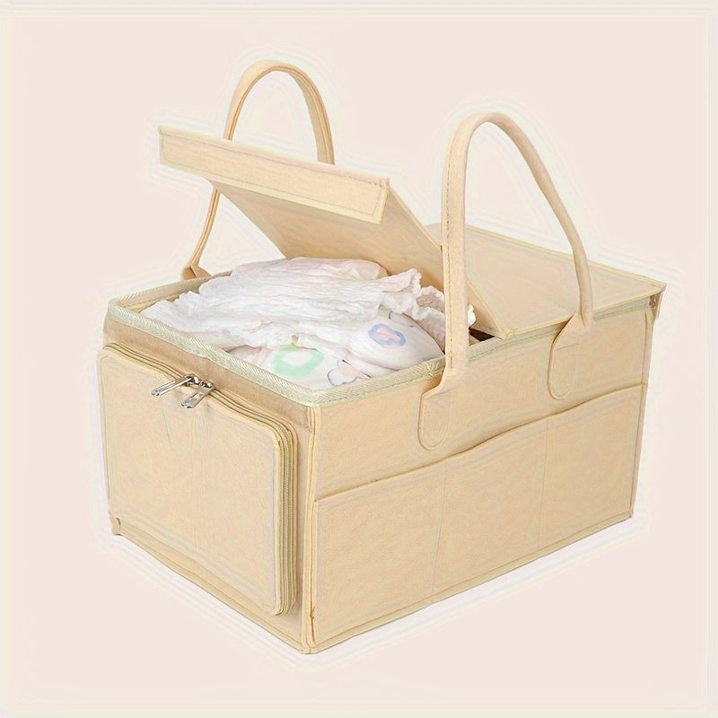 Large capacity khaki diaper storage bag with zipper for organizing diapers, perfect gift for holidays such as Christmas, Halloween, Thanksgiving, New Year's, Easter, and Valentine's Day.