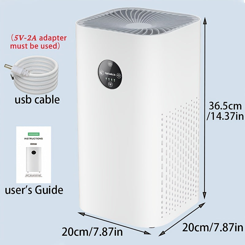 Silent Smart Home Air Purifier with True HEPA Filters, Negative Ion system. Removes Formaldehyde, PM2.5, Second-Hand Smoke, Pollen, and Dust. 4 Wind Speeds, Sleep Mode. Ideal for Office