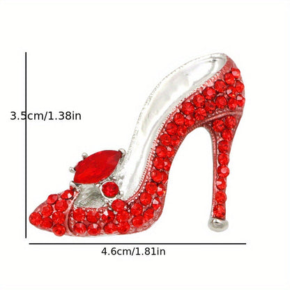 Rhinestone-studded high heel brooch pin with a sparkling finish - Adds a touch of elegance to shirts, suits, cardigans, scarves, and shawls - Ideal for parties and banquets - A fantastic gift idea for women.