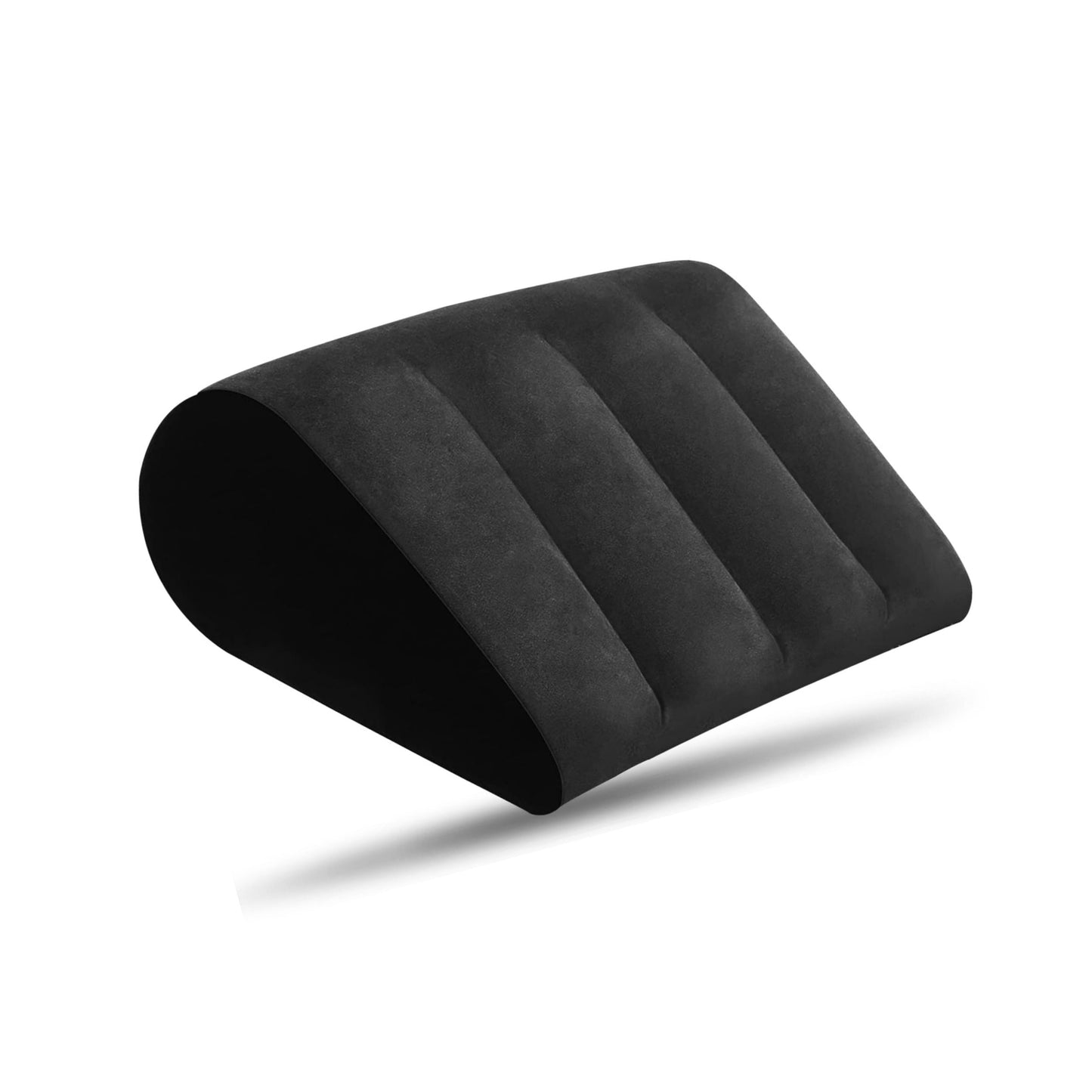 Versatile portable inflatable pillow that can be used as a lumbar pillow, maternity pillow, and more.