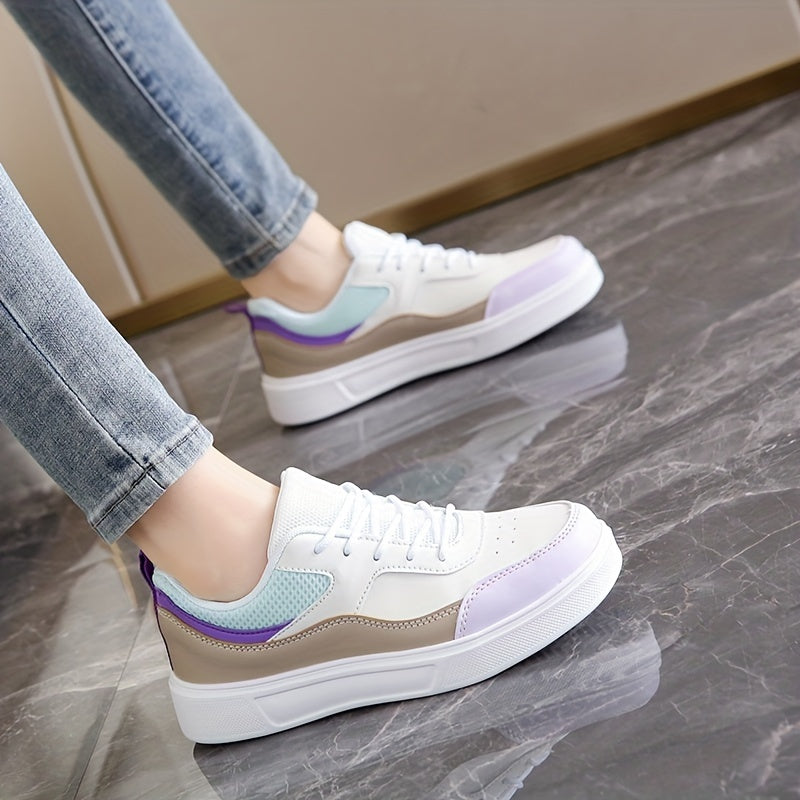 Women's casual sneakers in multi-color with low-top lace-up design. Features breathable mesh lining and durable EVA sole, perfect for all-season casual wear.