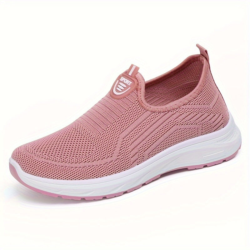 Women's Mesh Slip-On Fashion Sneakers with Round Toe, PVC Sole