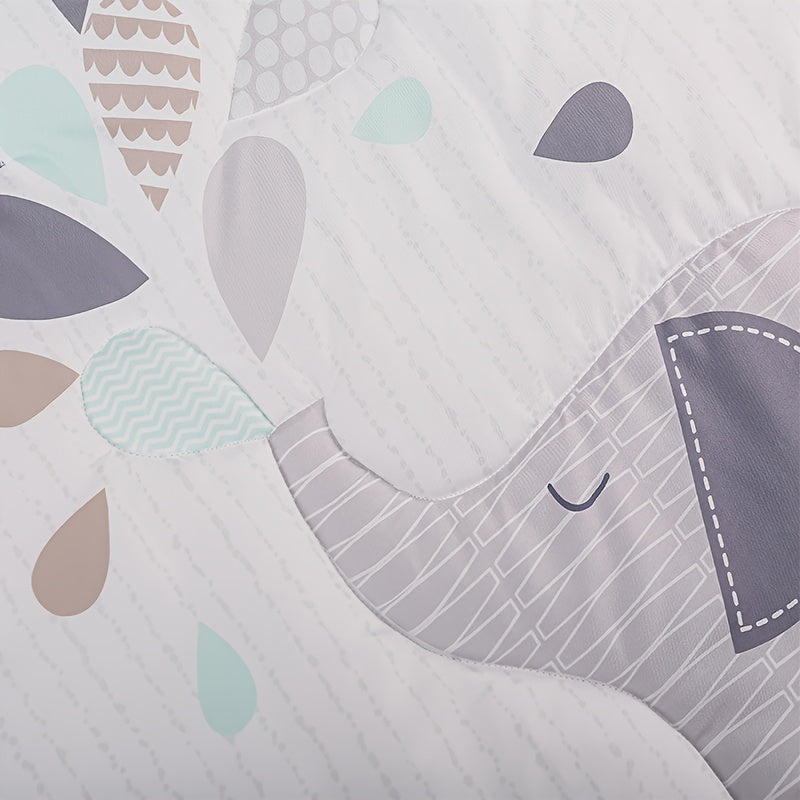 Elephant-themed five-piece bedding set with dyed print.