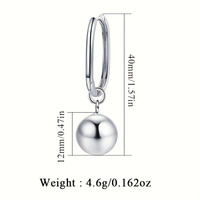 Light Luxury Fashion Long Large Bead Women's Earrings in Silvery, Perfect for Daily Commuting - 4.6g