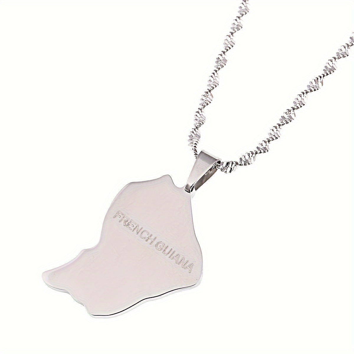 Stylish Colombia Pendant Necklace in Stainless Steel - Shiny Silver Coating, Ideal for Everyday Wear and Special Occasions