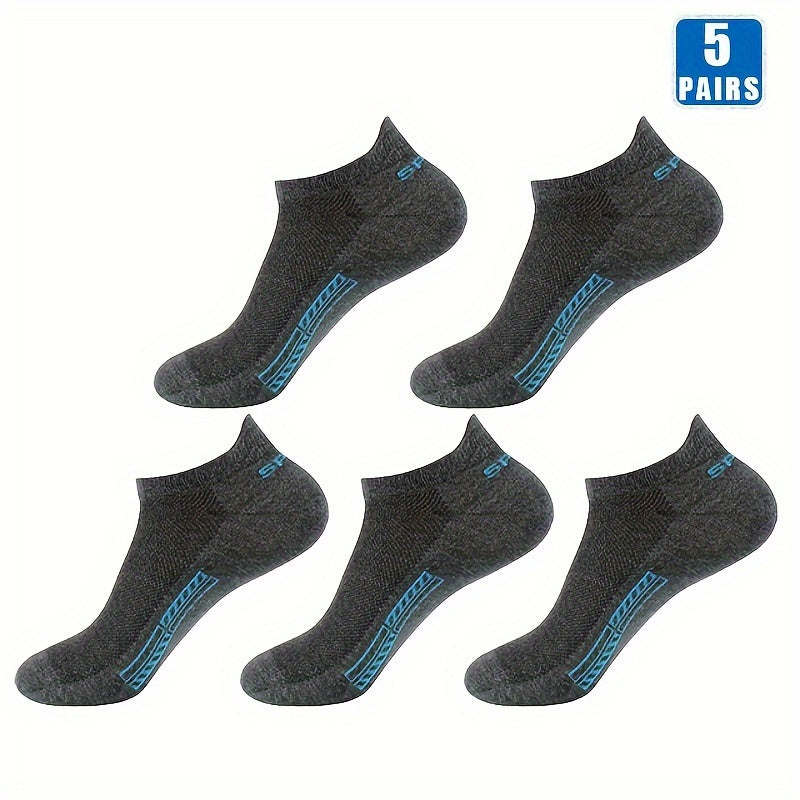 5 pairs of men's ankle socks - ultra-soft, breathable, and moisture-wicking for summer, boat, and casual wear.