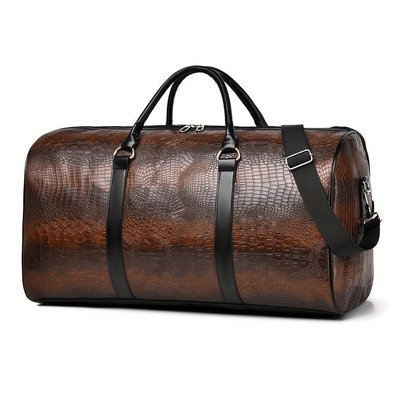 Unisex crocodile patterned travel bag with a large capacity, perfect for retro vacations and gifting.