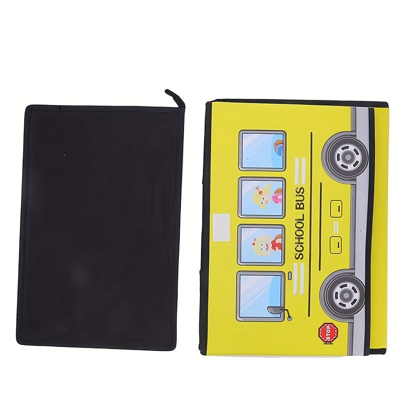 1pc Cartoon Car Storage Box that can be folded and used for office, dormitory, and home storage. It is waterproof and moisture-proof, suitable for storing students' tools, snacks, and