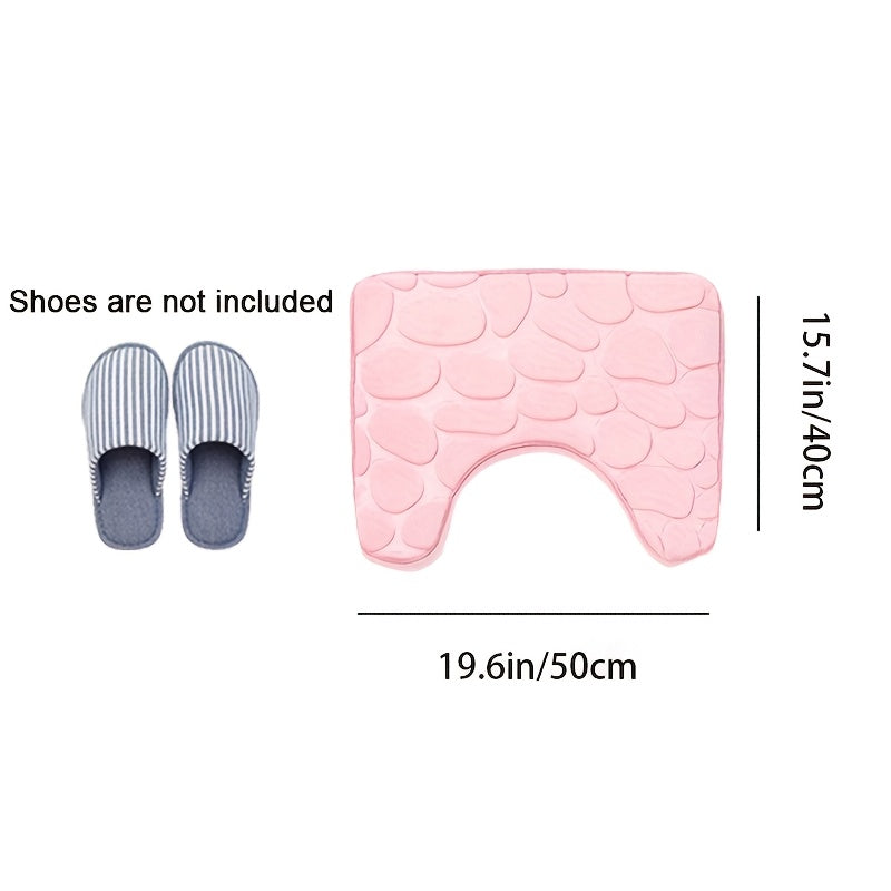 Collection of 1/3 Plush and Highly Absorbent Bath Mats, Including Non-Slip Rugs, U-Shaped Contour Mat, and Toilet Seat Cover. These Mats Feature a Beautiful Floral Embossed Design with Slip-Resistant Backing, Excellent Water Absorption Properties, and