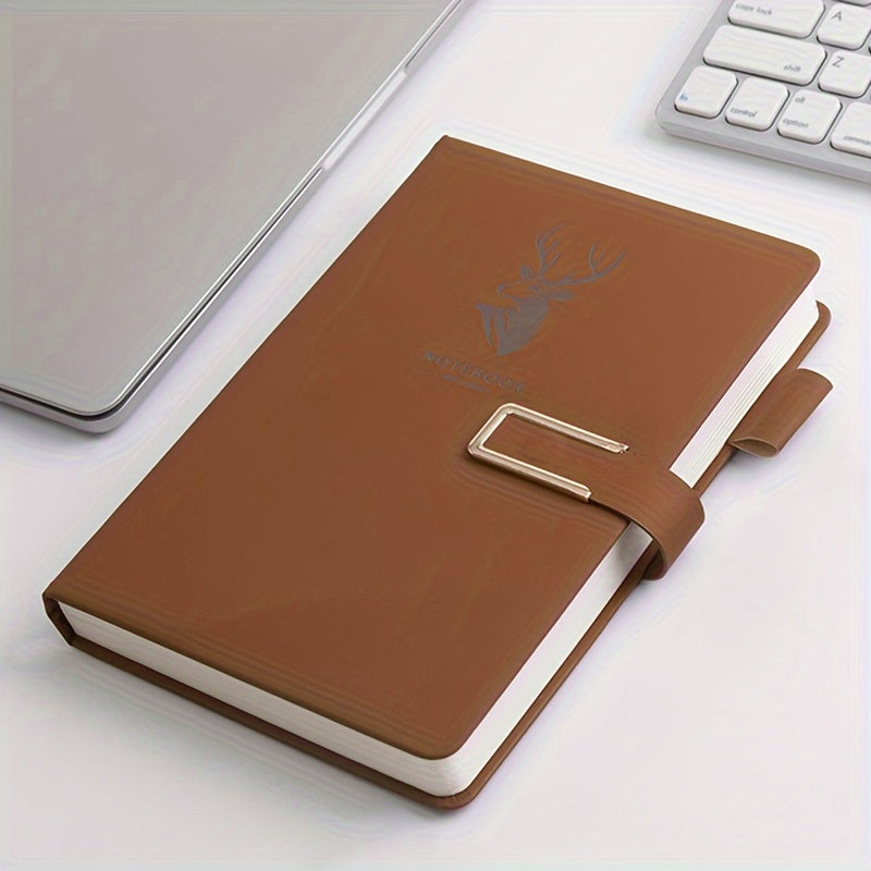 Premium faux leather notebook with buckle closure, 160 waterproof square grid pages for home, office, and study use.