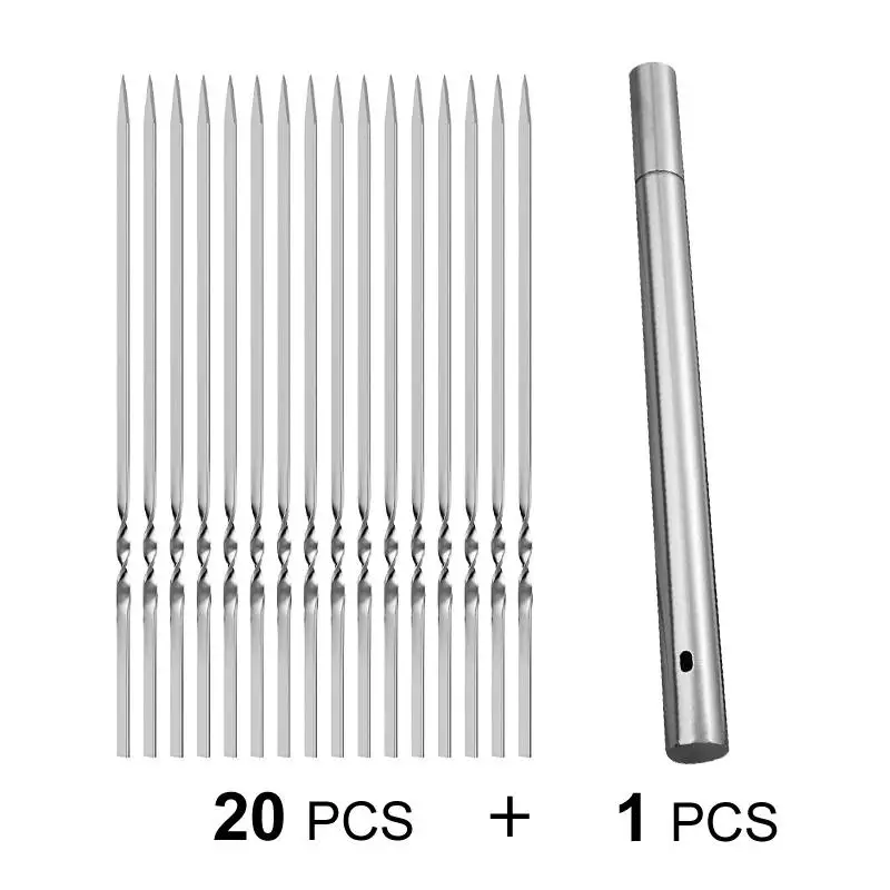 Set of 20/30/50 Stainless Steel BBQ Skewers with Storage Tube, Long-lasting and Easy to Clean, Perfect for Outdoor and Indoor Grilling Events