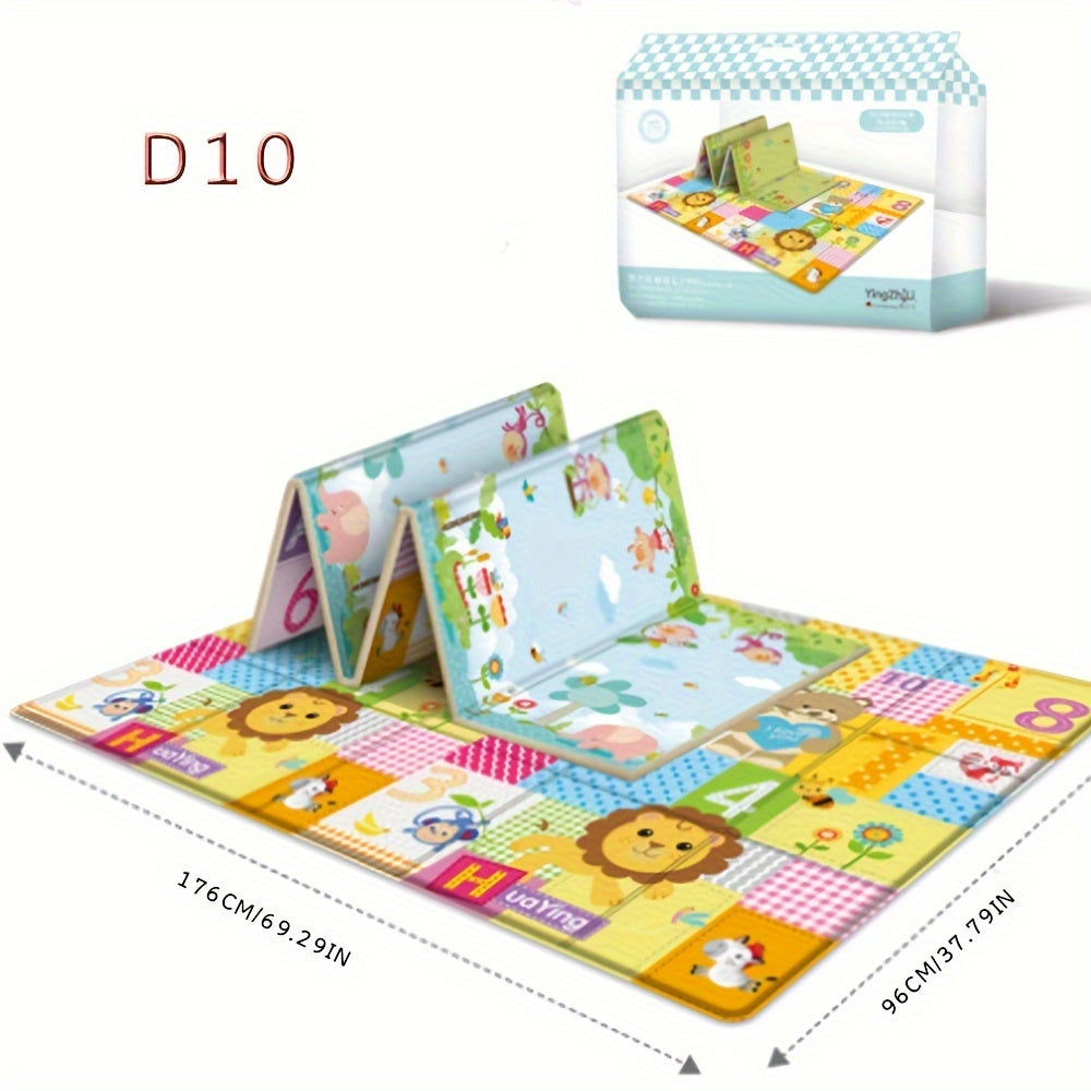 Multicolor Foldable Kids Playmat with Durable, Eco-Friendly PE Surface - Safe for Crawling and Sports, Odor-Free and Non-Toxic