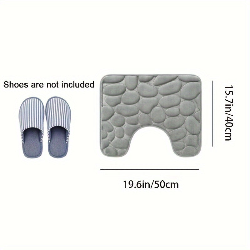 Collection of 1/3 Plush and Highly Absorbent Bath Mats, Including Non-Slip Rugs, U-Shaped Contour Mat, and Toilet Seat Cover. These Mats Feature a Beautiful Floral Embossed Design with Slip-Resistant Backing, Excellent Water Absorption Properties, and