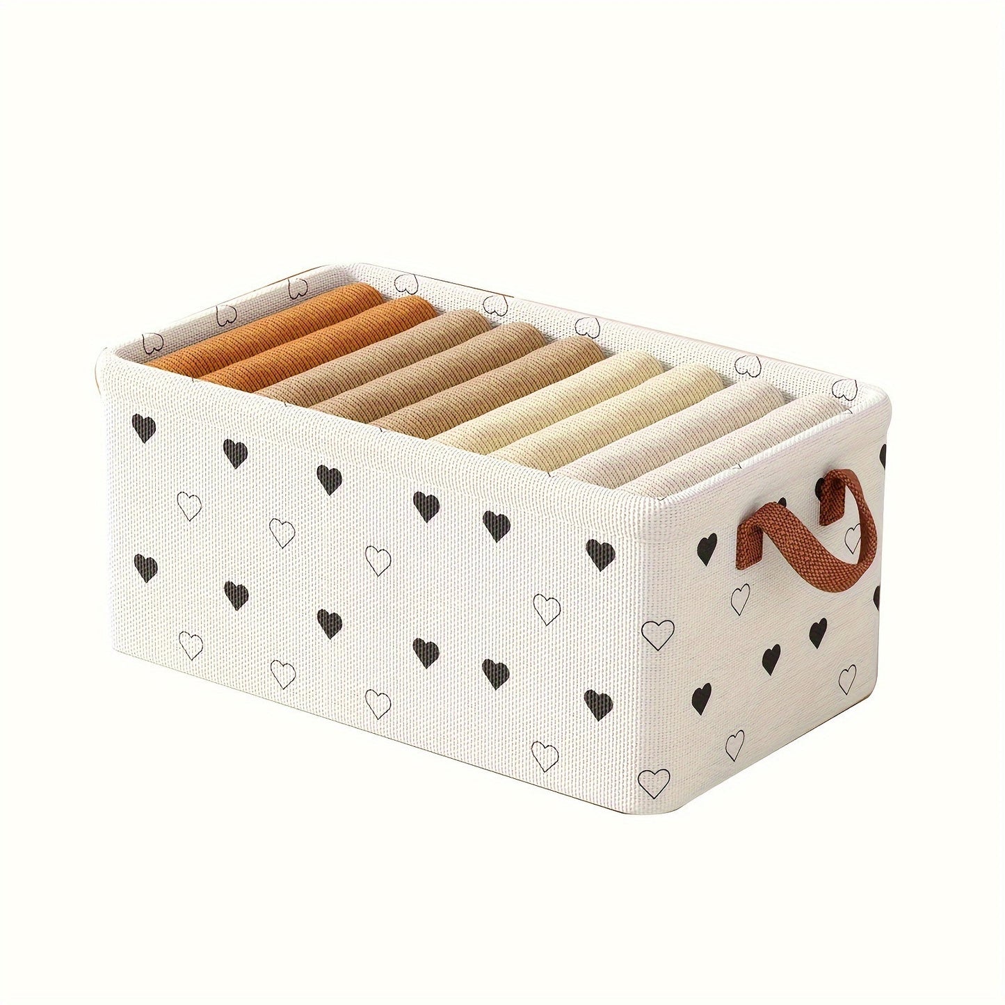 Storage Box with Handle, Made of Oxford Fabric, Featuring a Love Pattern, Functional and Easy to Use, Ideal for Organizing Clothes, Books, Snacks, and Other Items.