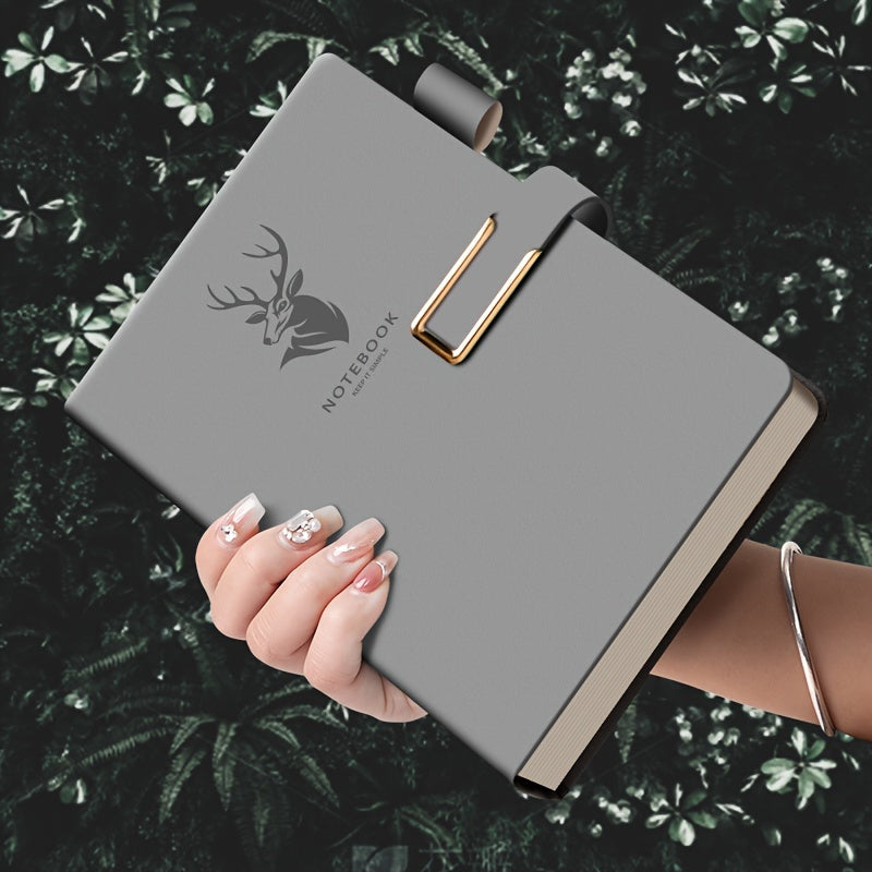 Classic A5 hardcover notebook made of waterproof faux leather with a magnetic closure, perfect for college and office notes.