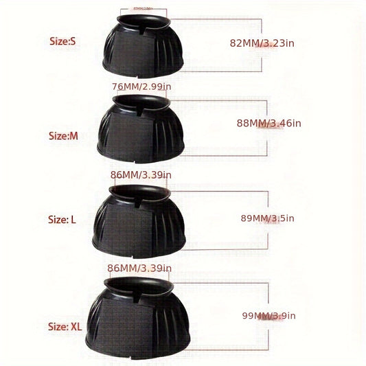 Rubber bell boots provide comfort and protection for horses, with anti-impact and friction features. Easy hook and loop design for quick installation.