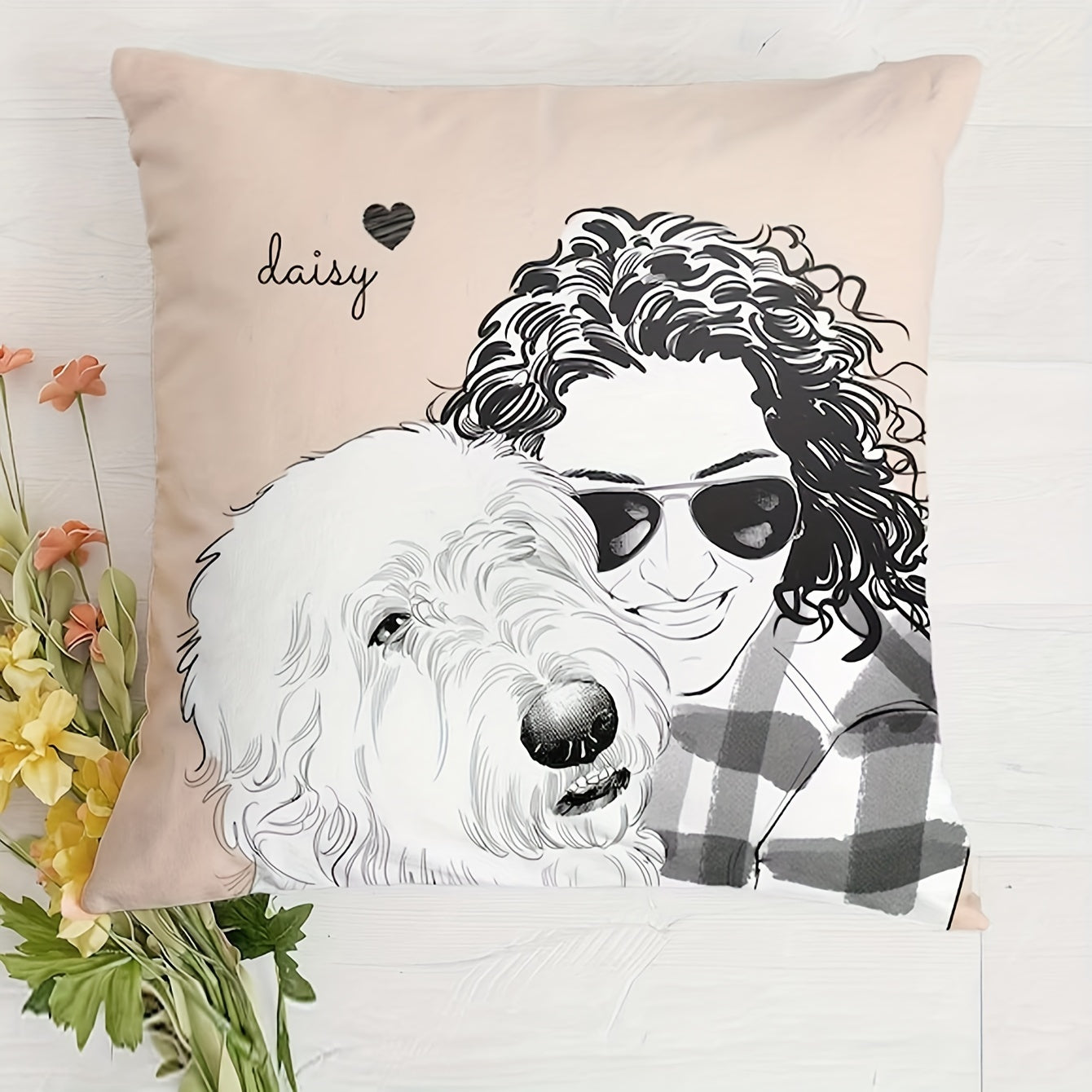 Customize your home decor with this cozy plush throw pillow cover, featuring a unique design personalized with your pet's photo. This cushion case makes a thoughtful gift for any occasion, from anniversaries to Christmas. Made with a soft knitted