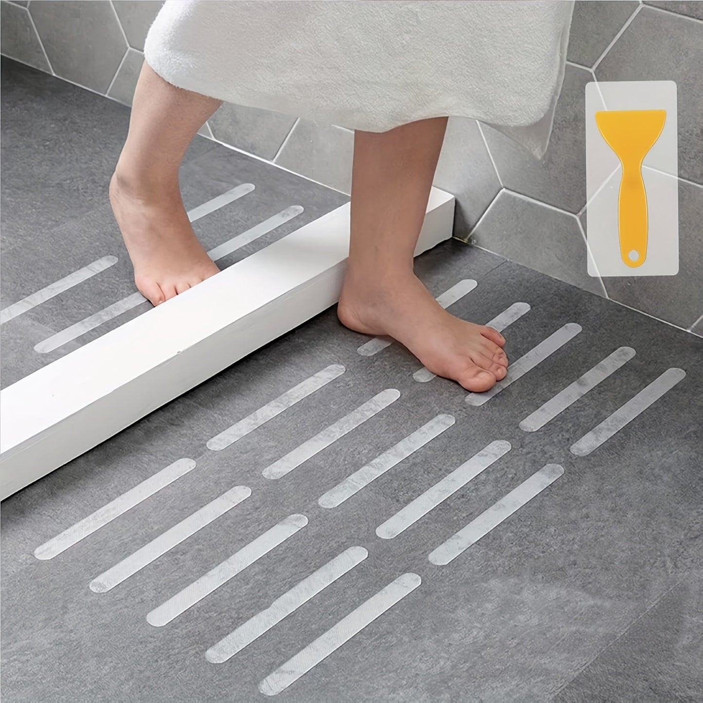 Get a set of 13/25/37 pieces of Anti-slip Strips for your safety in the shower and bathtub. These Safety Shower Treads Strips, Bathtub Anti-Slip Stickers, and Anti Skid Tape are perfect for shower, tub, and steps. Each strip measures 20.32cm by 2.03cm