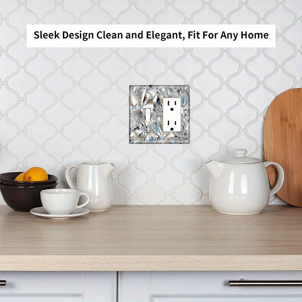 Single or double socket diamond light panel for kitchen, bathroom, bedroom, living room—no wiring required.