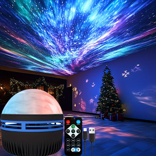 Transform your bedroom into a celestial oasis with the Galactic Bliss LED Star Projector. This USB-powered night light creates the perfect ambiance for holidays and romantic nights. An ideal gift for birthdays, Christmas, Halloween, and Thanksgiving.