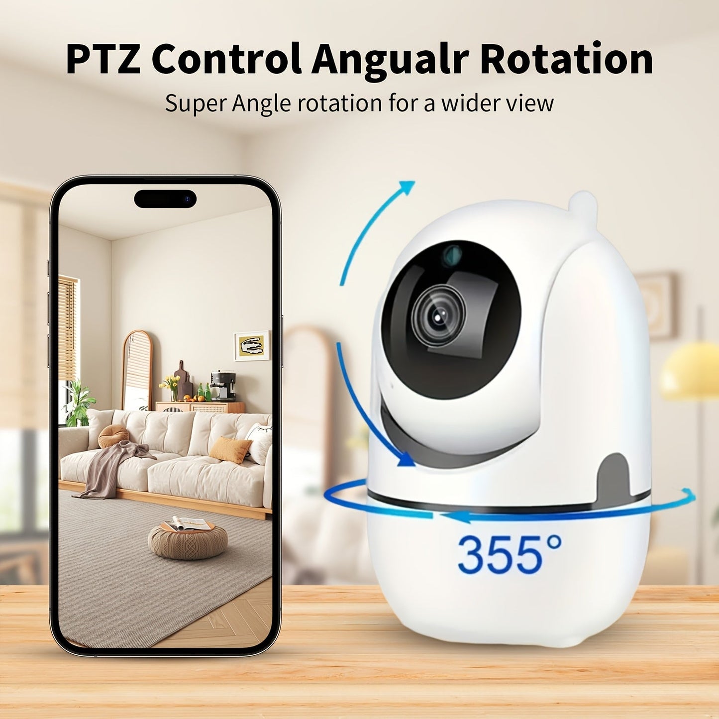 Get the YIIYRY 1080P HD Indoor Smart WiFi Home Camera for seamless monitoring and control. This camera features two-way audio, wall-mountable design, 355° horizontal and 90° vertical rotation, and easy installation. Compatible with smartphones, this