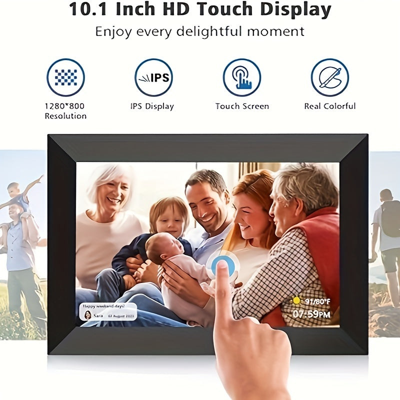 ARWOEIS 10.1" WiFi Digital Picture Frame with 16GB Storage, IPS Touchscreen, Frameo App for Cloud Sharing, Auto-Rotate, European Plug.