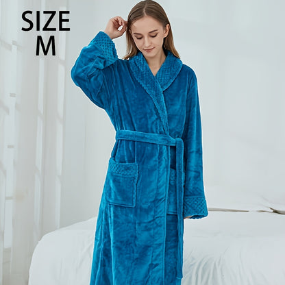 Thickened flannel bathrobe for autumn/winter, cozy unisex nightwear for home.